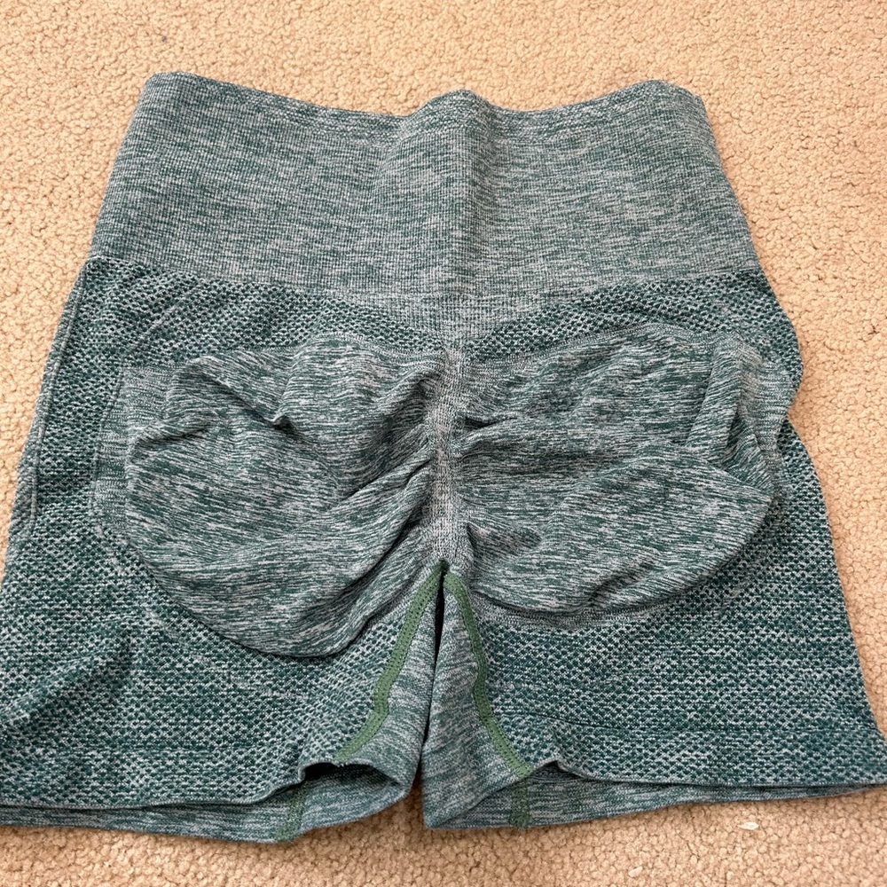Green scrunch biker shorts